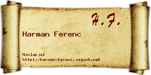 Harman Ferenc névjegykártya